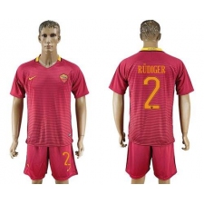 Roma #2 Rudiger Red Home Soccer Club Jersey