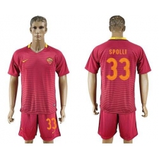 Roma #33 Spolli Red Home Soccer Club Jersey