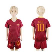 Roma #10 Totti Home Kid Soccer Club Jersey