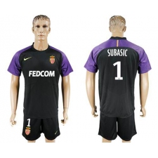 Monaco #1 Subasic Black Goalkeeper Soccer Club Jersey