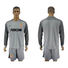 Monaco Blank Grey Goalkeeper Long Sleeves Soccer Club Jersey