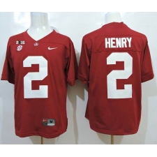 Alabama Crimson Tide #2 Derrick Henry Red SEC & 2016 College Football Playoff National Championship Patch Stitched NCAA Jersey