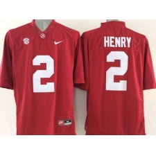 Alabama Crimson Tide #2 Derrick Henry Red SEC Patch Stitched NCAA Jersey