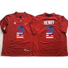 Alabama Crimson Tide #2 Derrick Henry Red USA Flag College Jersey