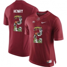 Alabama Crimson Tide #2 Derrick Henry Red With Portrait Print College Football Jersey2