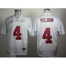 Alabama Crimson Tide #4 T.J Yeldon White 2016 College Football Playoff National Championship Patch Stitched NCAA Jersey