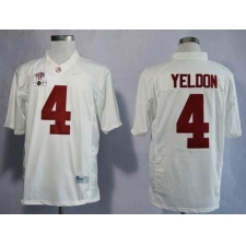 Alabama Crimson Tide #4 T.J Yeldon White Limited 2016 College Football Playoff National Championship Patch Stitched NCAA Jersey