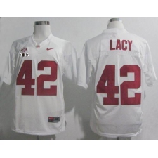 Alabama Crimson Tide #42 Eddie Lacy White SEC & 2016 College Football Playoff National Championship Patch Stitched NCAA Jersey