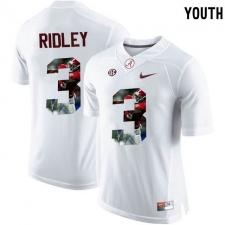 Alabama Crimson Tide #3 Calvin Ridley White With Portrait Print Youth College Football Jersey3