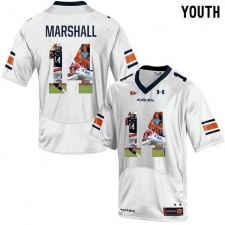 Auburn Tigers #14 Nick Marshall White With Portrait Print Youth College Football Jersey2