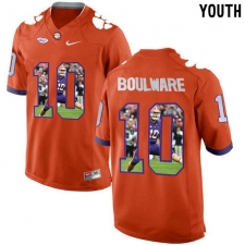 Clemson Tigers #10 Ben Boulware Orange With Portrait Print Youth College Football Jersey