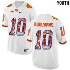 Clemson Tigers #10 Ben Boulware White With Portrait Print Youth College Football Jersey5.
