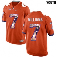 Clemson Tigers #7 Mike Williams Orange With Portrait Print Youth College Football Jersey
