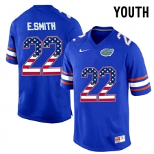 Florida Gators #22 E.Smith Blue USA Flag Youth College Football Jersey