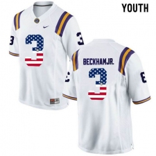 LSU Tigers Tigers #3 Odell Beckham Jr. White USA Flag Youth College Football Limited Jersey