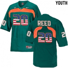 Miami Hurricanes #20 Ed Reed Green USA Flag Youth College Football Jersey