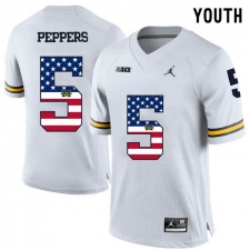Michigan Wolverines #5 Jabrill Peppers White USA Flag Youth College Football Limited Jersey