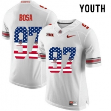 Ohio State Buckeyes #97 Nick Bosa White USA Flag Youth College Football Limited Jersey