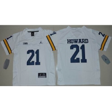 Youth Michigan Wolverines #21 Desmond Howard White Jordan Brand Stitched NCAA Jersey