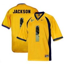 California Golden Bears #1 DeSean Jackson Gold With Portrait Print College Football Jersey2