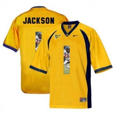 California Golden Bears #1 DeSean Jackson Gold With Portrait Print College Football Jersey3