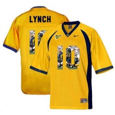 California Golden Bears #10 Marshawn Lynch Gold With Portrait Print College Football Jersey3
