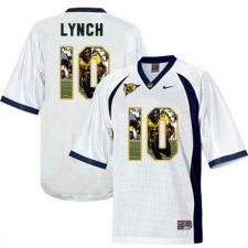 California Golden Bears #10 Marshawn Lynch White With Portrait Print College Football Jersey4