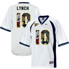 California Golden Bears #10 Marshawn Lynch White With Portrait Print College Football Jersey