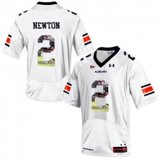Auburn Tigers #2 Cam Newton White With Portrait Print College Football Jersey5