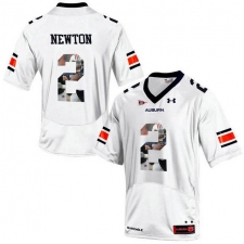 Auburn Tigers #2 Cam Newton White With Portrait Print College Football Jersey8