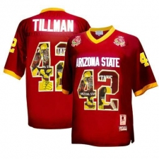 Arizona State Sun Devils #42 Pat Tillman Red Team Logo Print College Football Jersey4