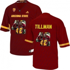 Arizona State Sun Devils #42 Pat Tillman Red Team Logo Print College Football Jersey