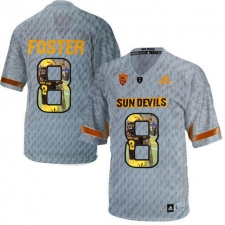 Arizona State Sun Devils #8 D.J. Foster Gray Team Logo Print College Football Jersey10