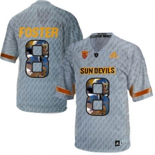 Arizona State Sun Devils #8 D.J. Foster Gray Team Logo Print College Football Jersey11