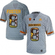 Arizona State Sun Devils #8 D.J. Foster Gray Team Logo Print College Football Jersey4