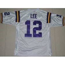 LSU Tigers #12 Jarrett Lee White Embroidered NCAA Jersey