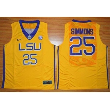 LSU Tigers #25 Ben Simmons Gold Basketball Stitched NCAA Jersey