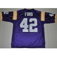 LSU Tigers #42 Michael Ford Purple Embroidered NCAA Jersey