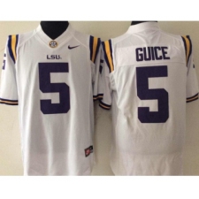 LSU Tigers 5 Derrius Guice White College Football Jersey