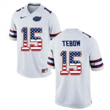 Florida Gators #15 Tim Tebow White USA Flag College Football Jersey