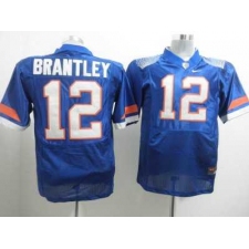 Gators #12 John Brantley Blue Embroidered NCAA Jersey