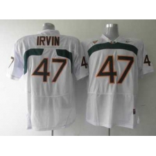 Hurricanes #47 Michael Irvin White Embroidered NCAA Jerseys
