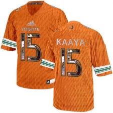 Miami Hurricanes #15 Brad Kaaya Orange With Portrait Print College Football Jersey2