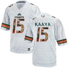 Miami Hurricanes #15 Brad Kaaya White With Portrait Print College Football Jersey