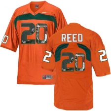 Miami Hurricanes #20 Ed Reed Orange With Portrait Print College Football Jersey