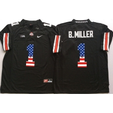 Ohio State Buckeyes #1 B.Miller Black USA Flag College Jersey