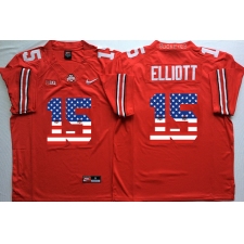 Ohio State Buckeyes #15 Ezekiel Elliott Red USA Flag College Football Jersey