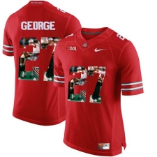 Ohio State Buckeyes #27 Eddie George Red With Portrait Print College Football Jersey2
