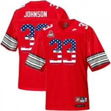 Ohio State Buckeyes #33 Pete Johnson Red USA Flag College Football Throwback Jersey