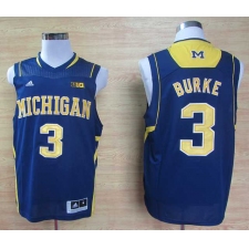 Adidas Michigan Wolverines Trey Burke 3 Basketball Authentic Navy Blue Jerseys